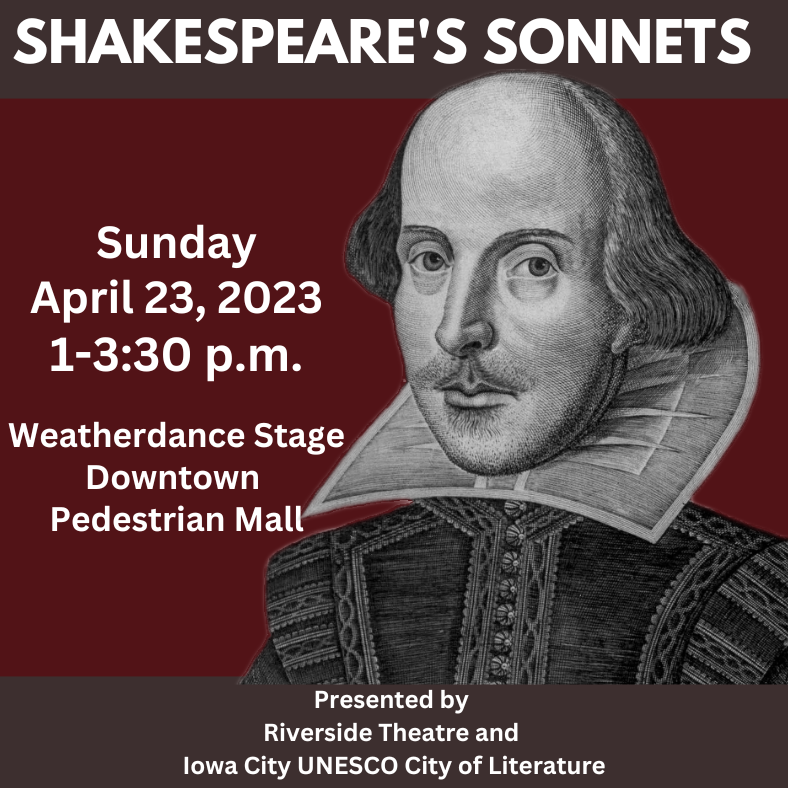 William Shakespeare on a logo showing the date and time for this event.